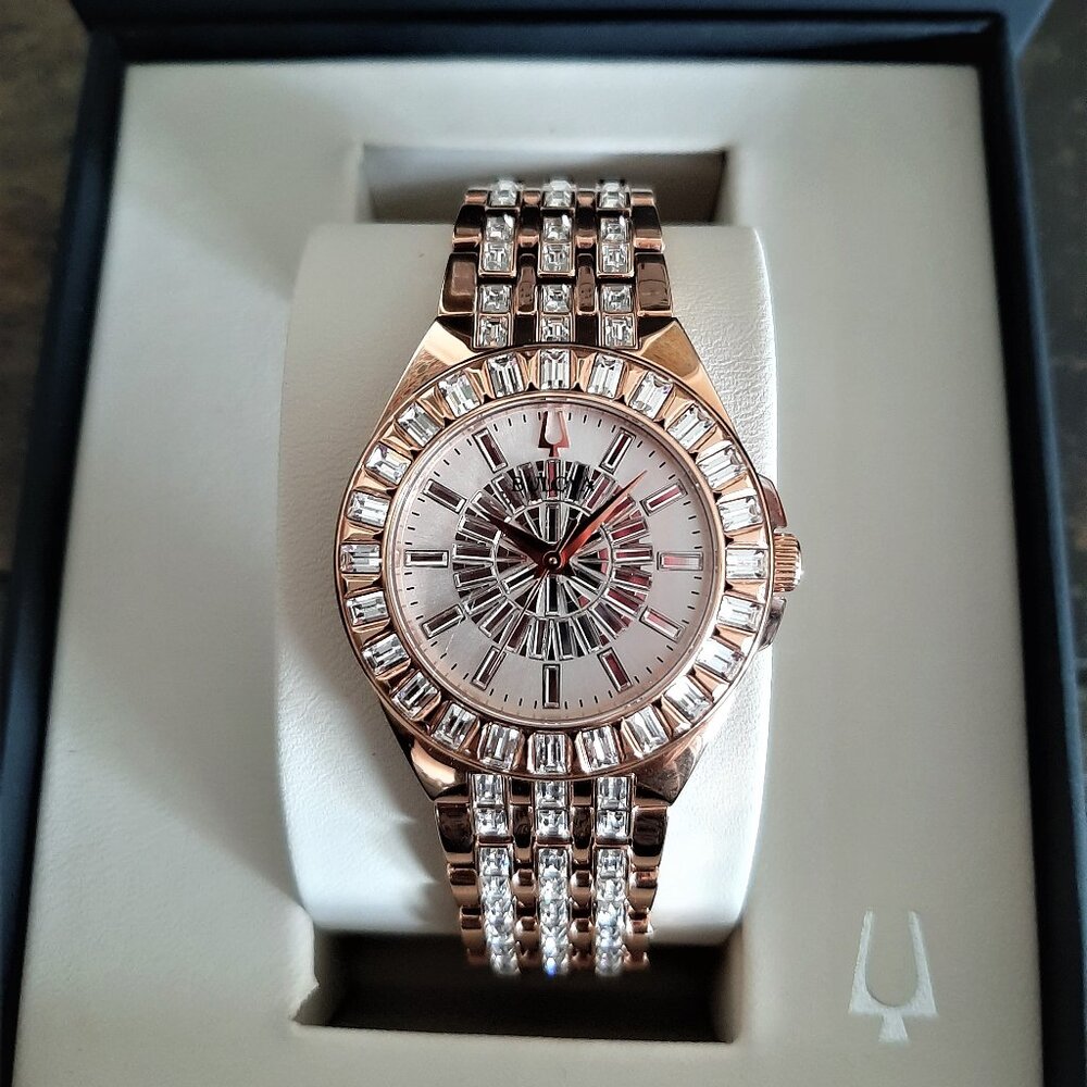 Bulova Rose Gold and Silver Women's Watch